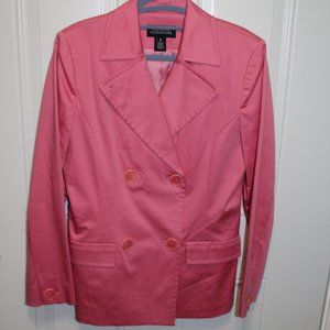 jones New York Signature Pink Polyester Double Breasted Women's Blazer Sz 6